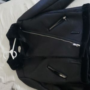 For the republic black sherlin fur coat